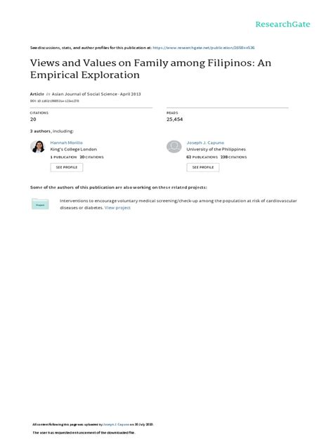Views and Values on Family among Filipinos: An Empirical .